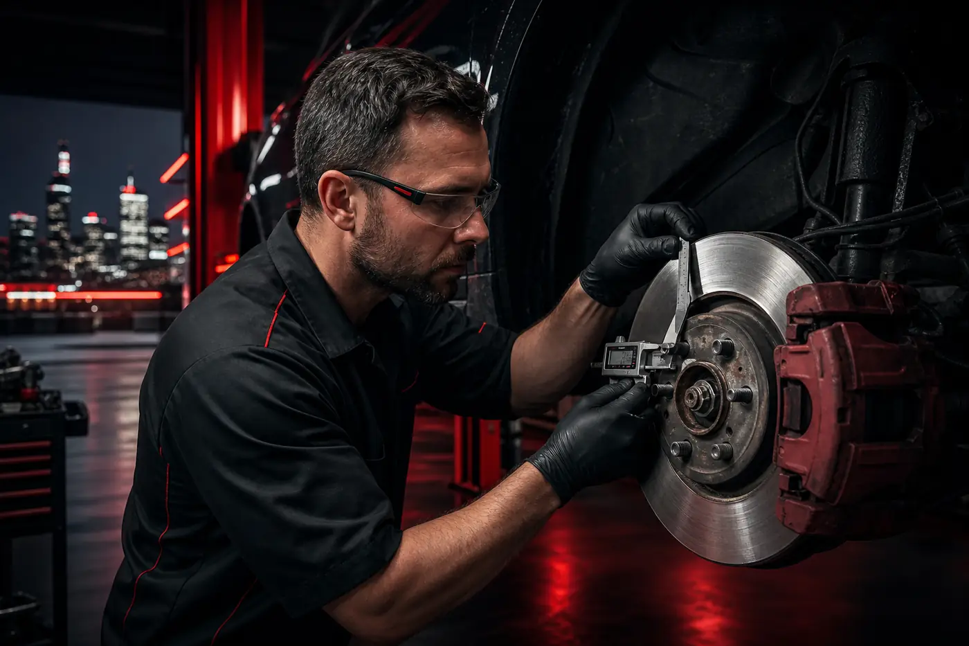 Brake pad and rotor inspection for downtown Plymouth Michigan driver